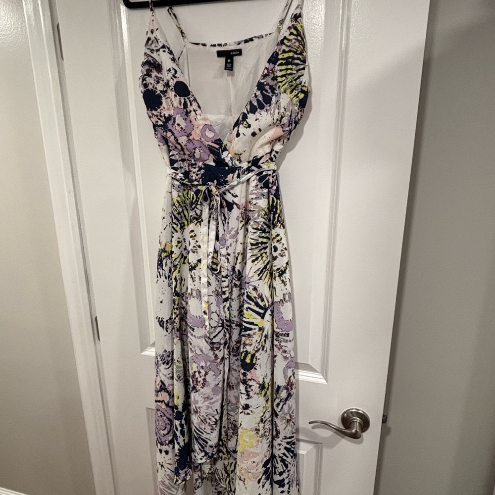 Aqua Multicolor Floral Maxi Wrap Dress